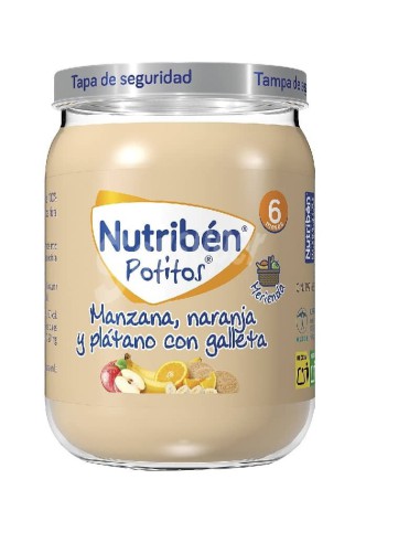NUTRIBEN POTITO MERIENDA MANZANA NARANJA Y PLATANO CON GALLETA 190 G +4MESES