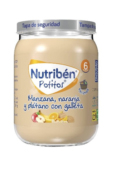NUTRIBEN POTITO MERIENDA MANZANA NARANJA Y PLATANO CON GALLETA 190 G +4MESES