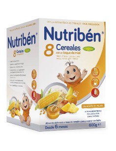 NUTRIBEN PAPILLA 8 CEREALES CON MIEL Y 4 FRUTAS 600 G