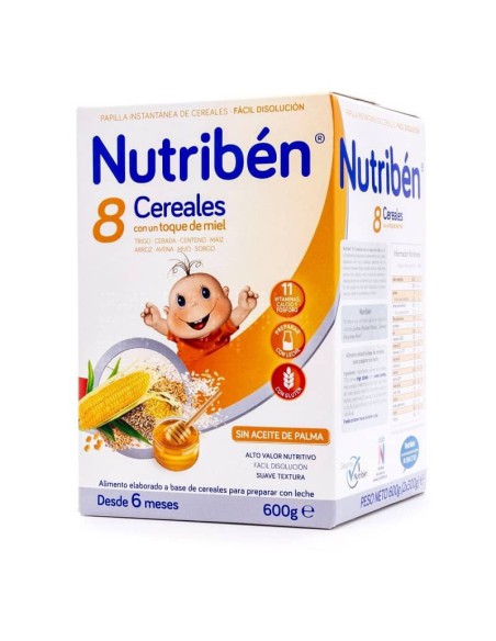 NUTRIBEN PAPILLA 8 CEREALES CON MIEL 600 G +6MESES