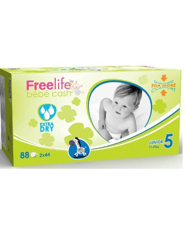 PAÑAL INFANTIL FREELIFE BEBECASH JUNIOR TALLA 5 44 UD (11-25KG)