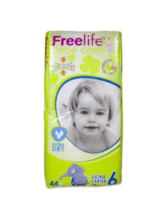 PAÑAL INFANTIL FREELIFE EXTRA TALLA 6 44 UNIDADES (+18KG)