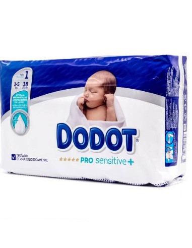 PAÑAL INFANTIL DODOT PRO SENSITIVE TALLA 1 38 UDS (2-5KG)