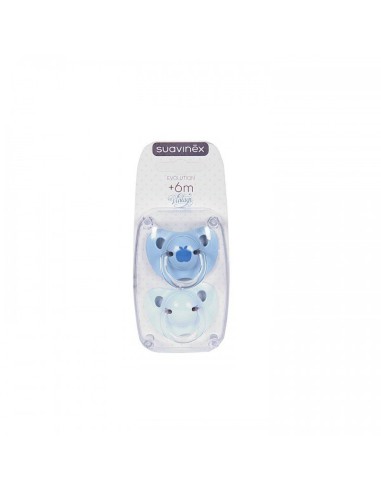 CHUPETE LATEX TETINA ANATÓMICA SUAVINEX + 6 MESES AZUL 2 U
