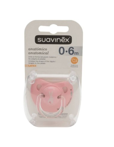 CHUPETE LÁTEX TETINA ANATOMICA SUAVINEX 0-6 MESES ROSA