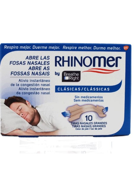 RHINOMER BREATHE RIGHT TIRA ADHESIVA NASAL CLÁSICAS 10 U