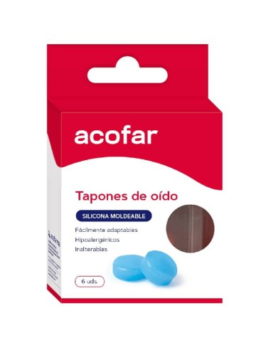 TAPONES DE OIDO DE SILICONA MOLDEABLE ACOFAR 6 UNIDADES