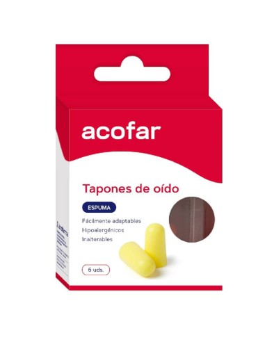 TAPONES DE OIDO DE ESPUMA ACOFAR 6 UNIDADES