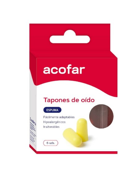 TAPONES DE OIDO DE ESPUMA ACOFAR 6 UNIDADES