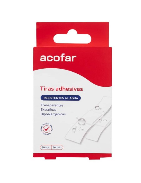ACOFAR TIRITAS RESISTENTE AL AGUA TRANSPARENTE SURTIDAS 20 U